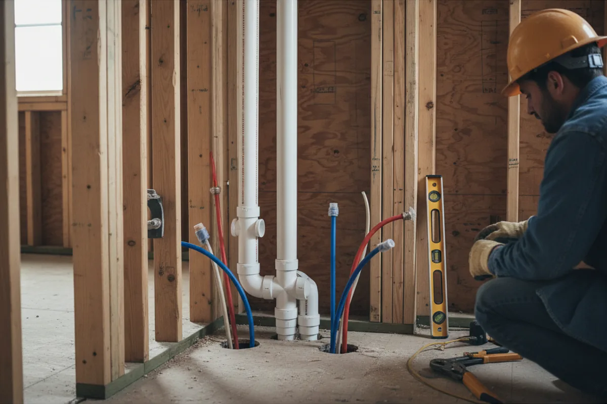 Drain and supply rough-in during Sump Pump Repair in Connelly